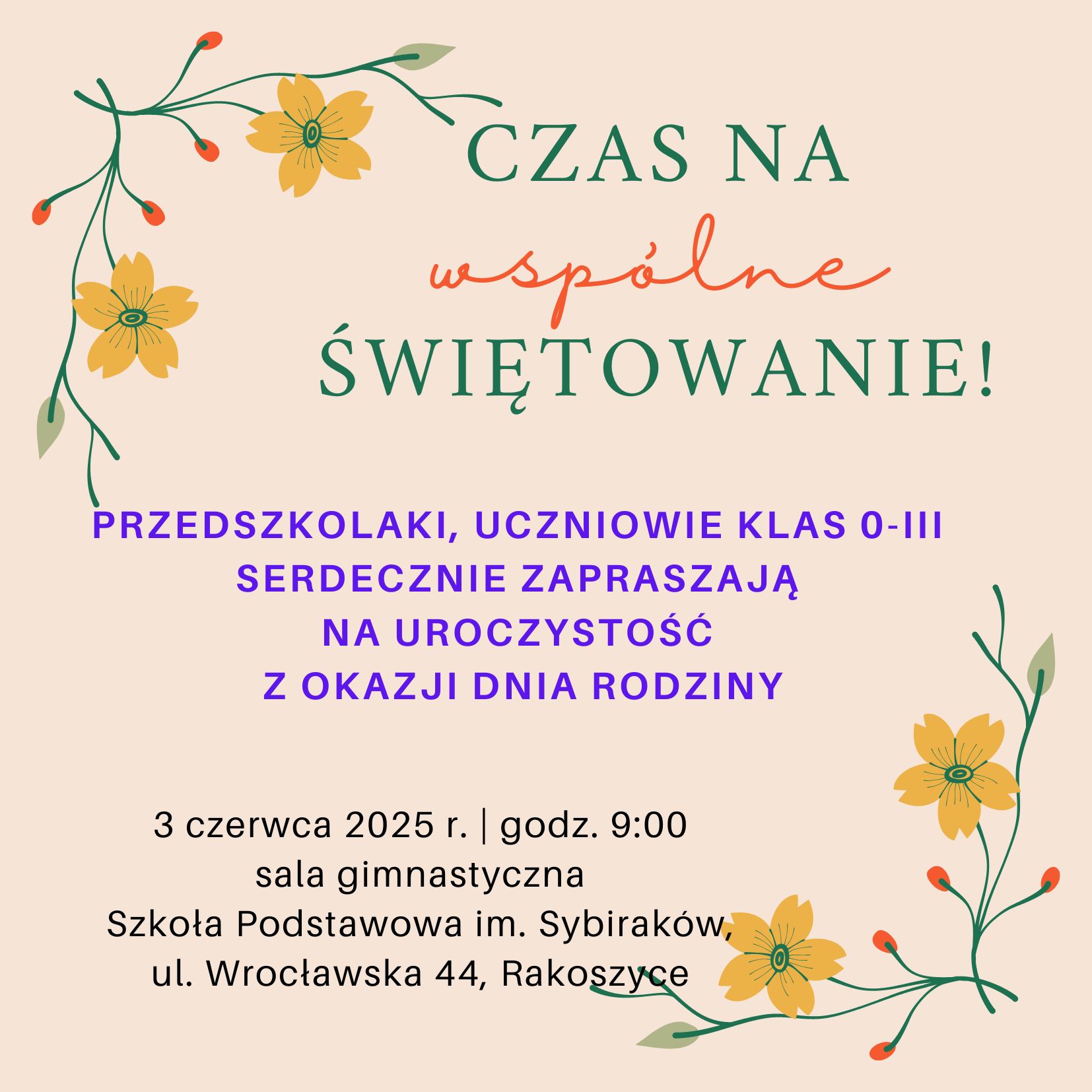 Zielony Kwiatowy Rodzina Bankiet Zaproszenie przyjęcie